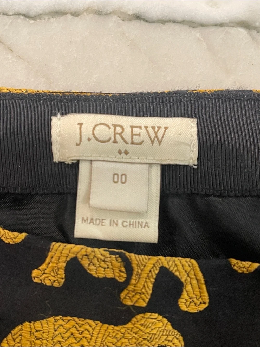 J.Crew Elephant Parade Black And Gold Metallic Jacquard Mini Skirt Size 00